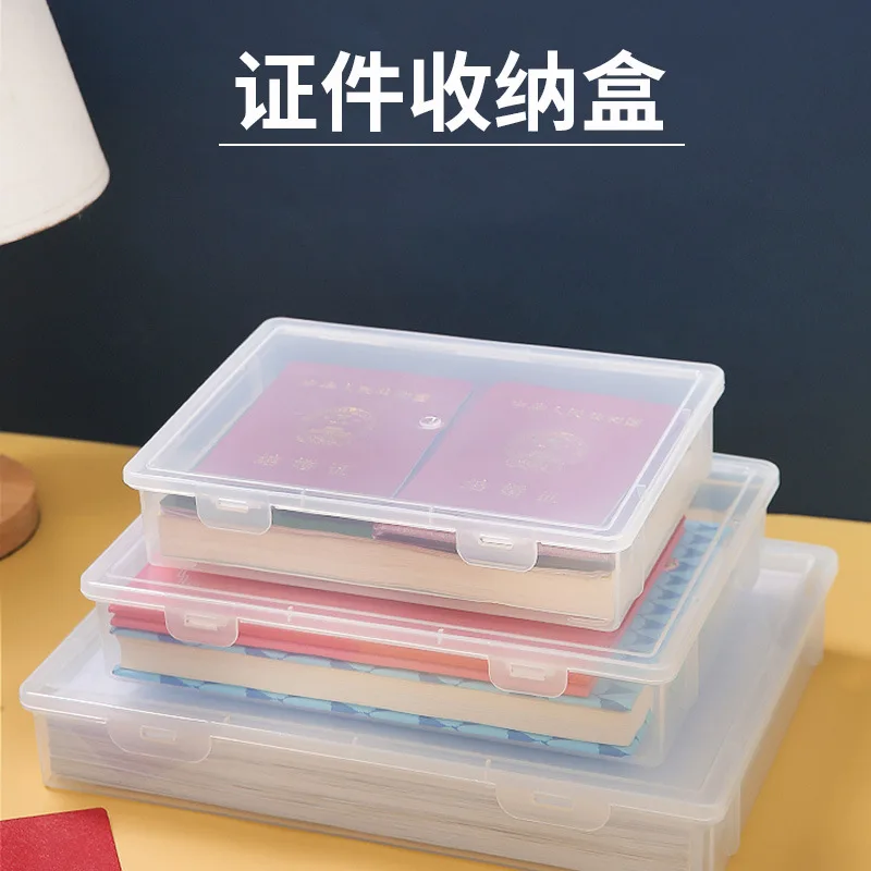 Plastic Document Organizer  Household Certificate Organized Clear Square Shape Desktop Storage Box A4 Organizing Box