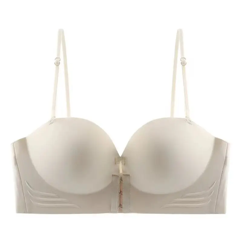 MOYISU Simple Pull-up Front Bra Cover Strapless Non-slip Push-up Small Chest Non-slip Strapless Bra Makes Breasts Bigger