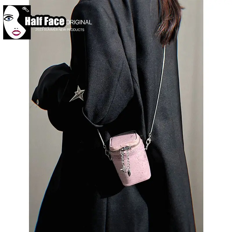 Y2K Girls Harajuku Womens Gothic Chains Handbags High Street Punk Streetwear One Shoulder Advanced Versatile Crossbody Bags tote