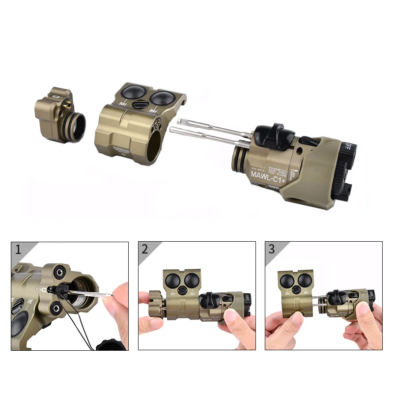 New MAWL Metal Flashlight Tactical Red Green Laser CNC MAWL-C1 IR Visible LED Aiming Bule Laser Dual Function Pressure Switch