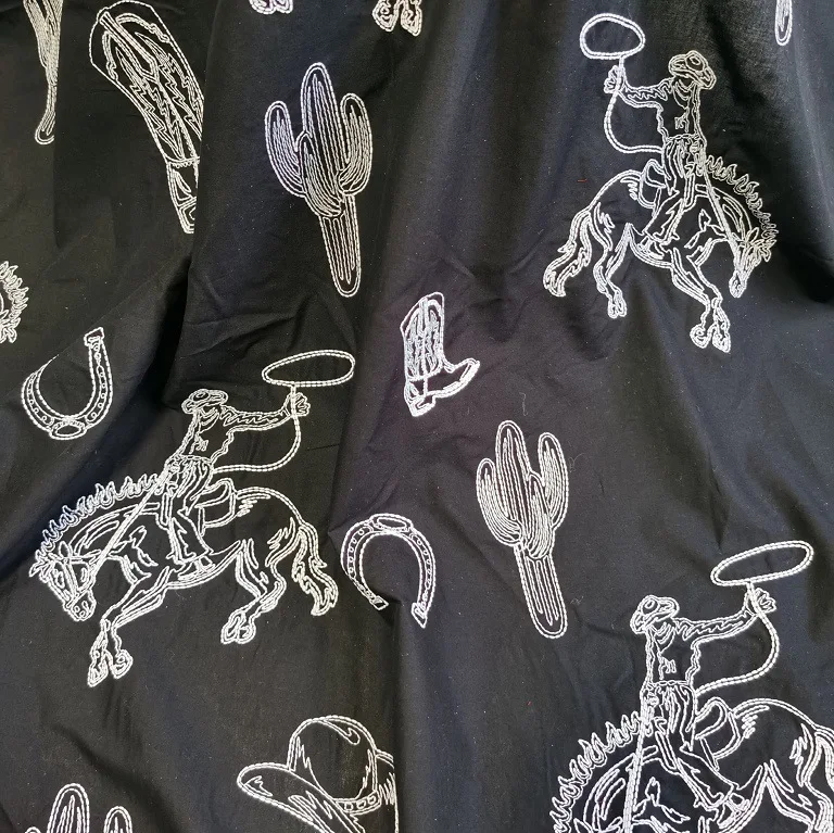 New 100% cotton embroidered jacquard horse fabric for clothing, sofa pillows, bedding, home decor, curtains