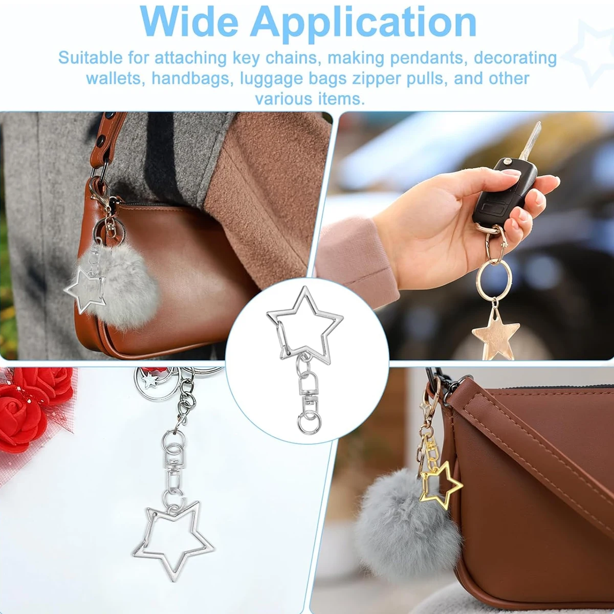 Star-Shaped Spring Snap Keychain Clip Set