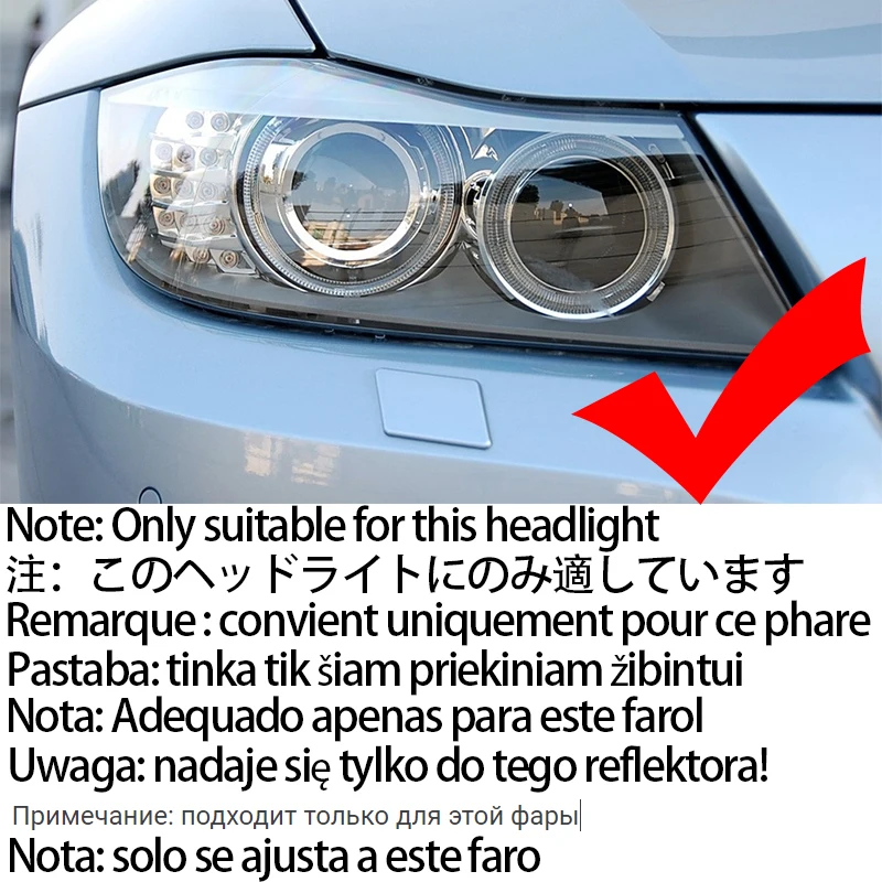 for BMW 3er E91 E90 LCI 316i 318i 320i 320si 323i 325i 328i 330i Xenon Headlight DTM Square Bottom WHITE LED Angel Eyes Light