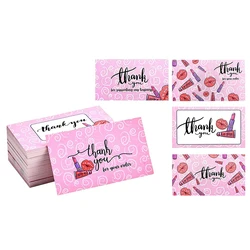 10-50 Pieces Liptick Thank You Card 2*3.5inch Custom Card Small Business Gift Decoration Label Goods Follow Card