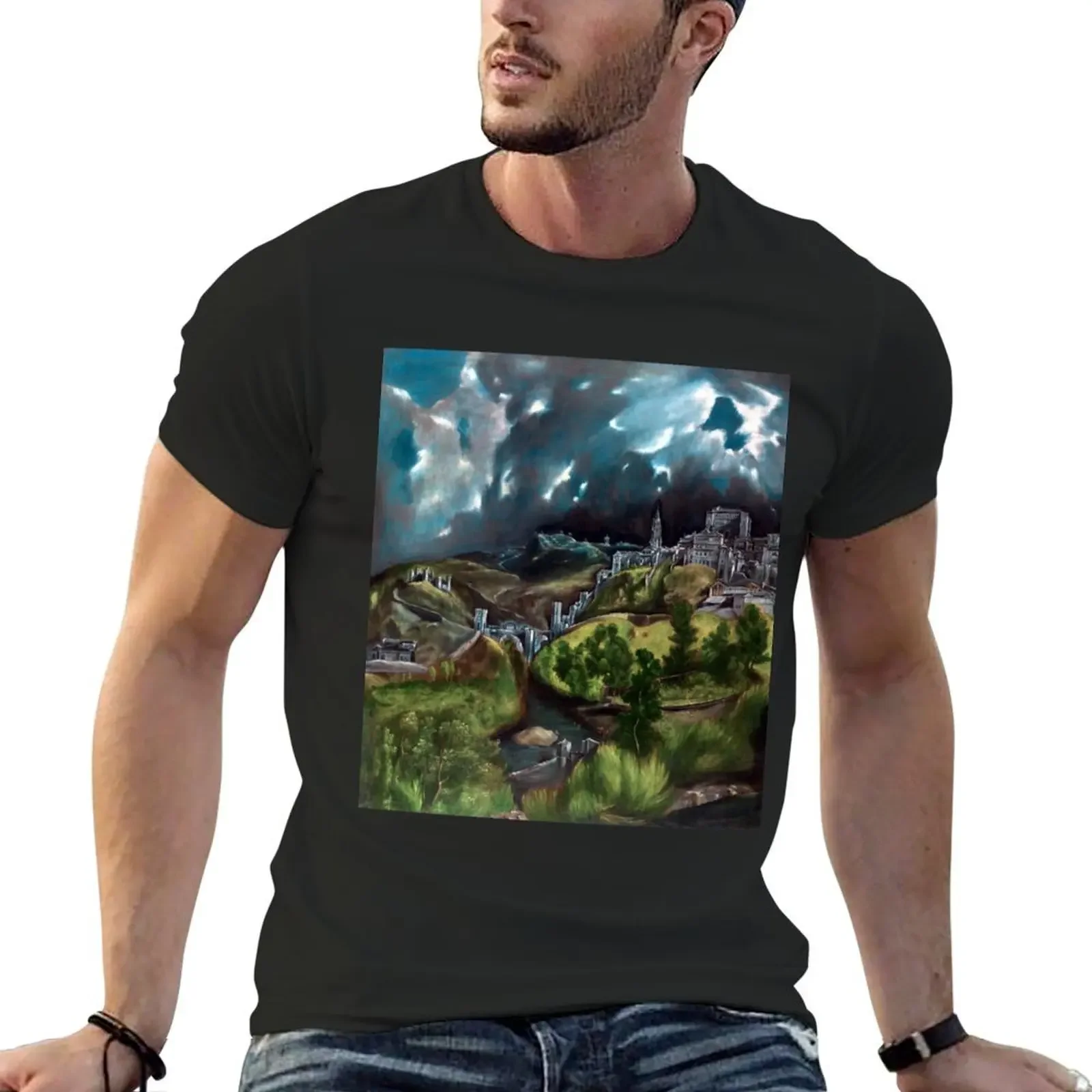 El Greco View of Toledo T-Shirt custom t shirt baggy shirts designer shirts mens cotton t shirts