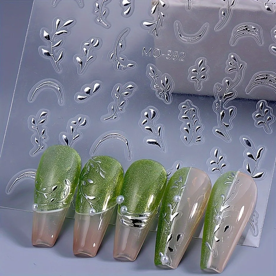  قطعتان من ملصقات الأظافر لتخفيف أوراق الربيع/الصيف، سهلة الاستخدام لتزيين الأظافر بنفسك والهدايا وتصفيف مكياج الحفلات والزفاف #5