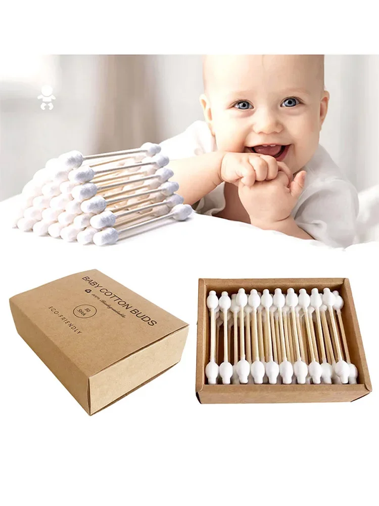 Coton-tige pour bébé Double pointe oreille et nez bâton de nettoyage multifonctionnel coton-tige bourgeons maquillage nettoyage enfant bébé