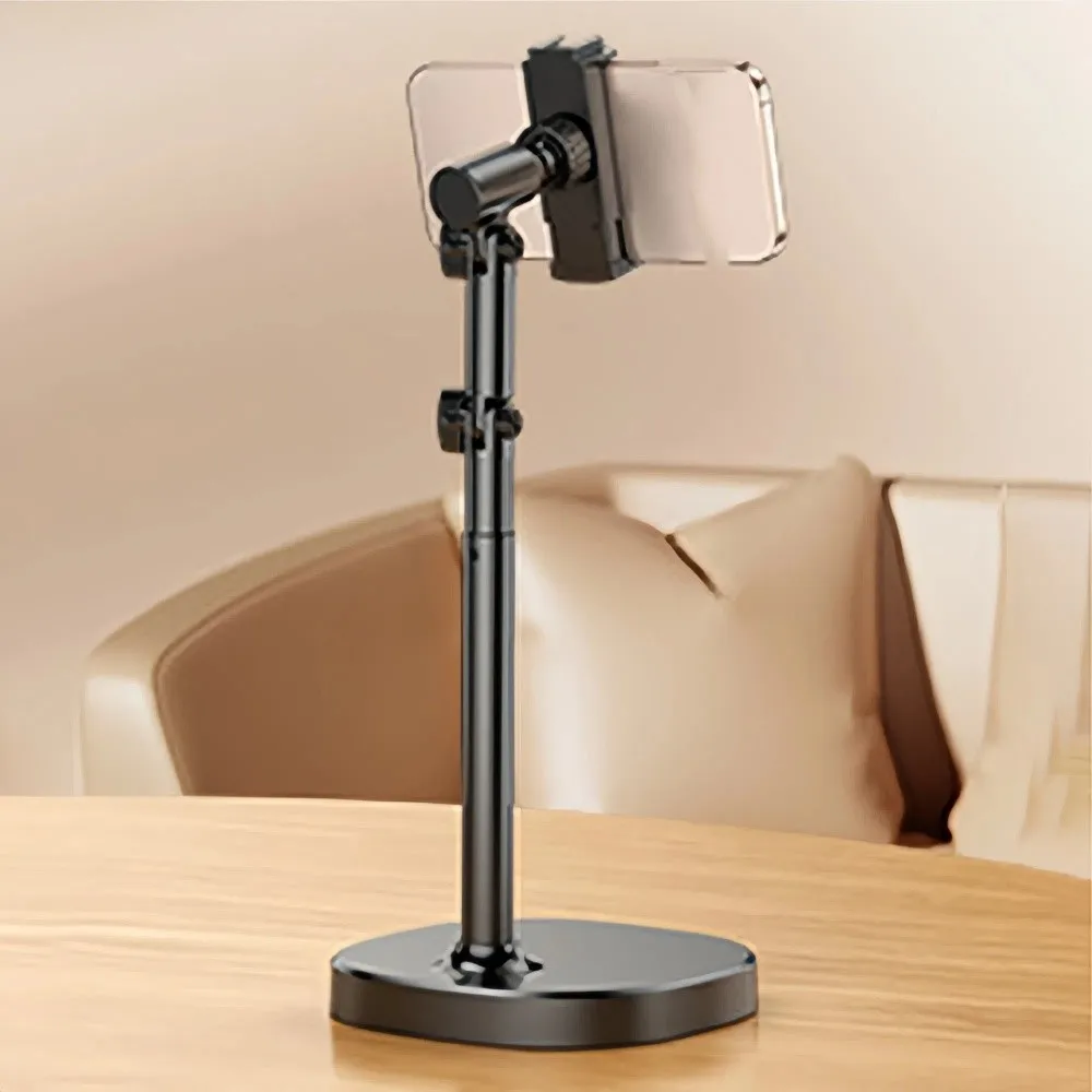 

Adjustable Height Telescopic Phone Stand 360° Rotate Stable Base Desktop Phone Holder Metal Universal Mobile Phone Bracket