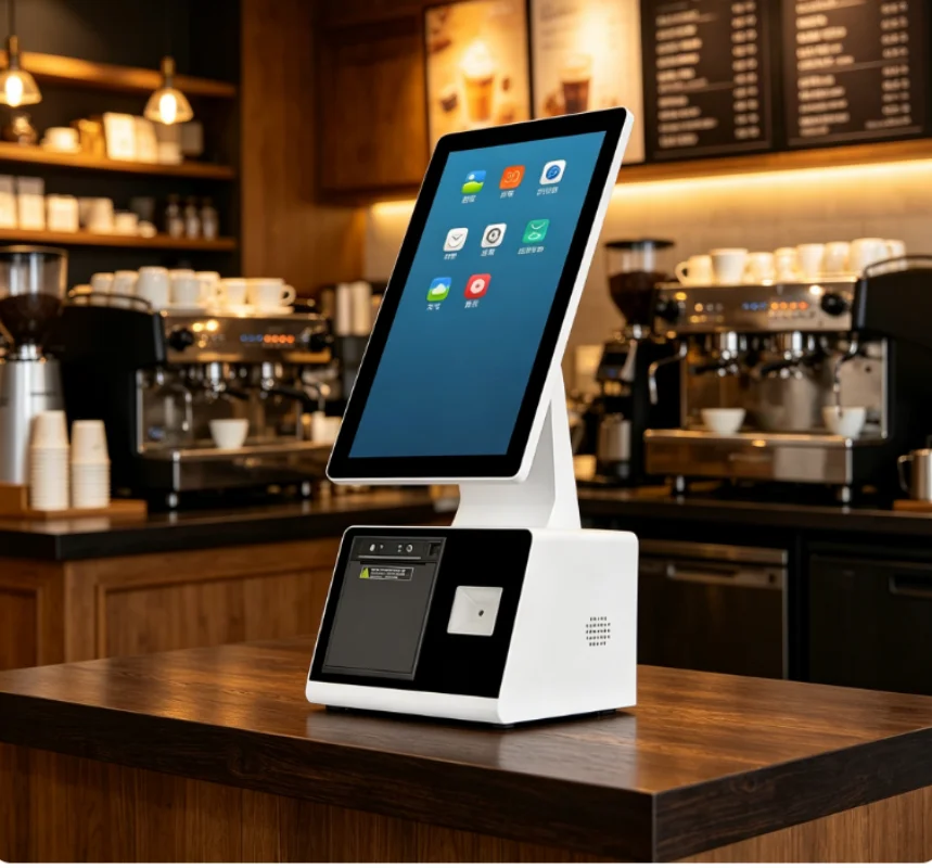 15.6 Inch Windows POS System I5 Win10 Touch Screen Cash Register 80mm Printer QR Scanning Restaurant ECR Terminal Desktop POS