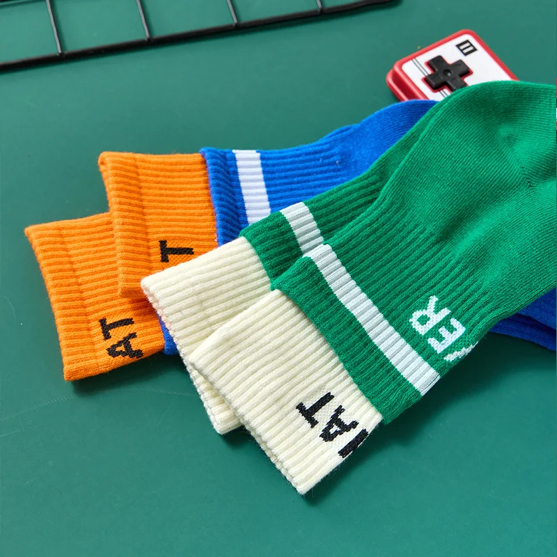 Couple Stockings Double Layer Socks Color Matching Sock Unisex Middle Barrel Sports Socks Breathable Stockings Letter Printing