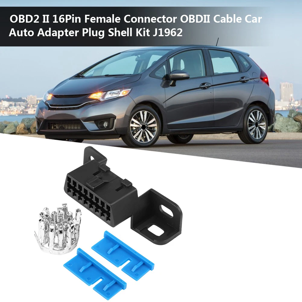 16Pin Female Connector OBD2 II 16Pin Female Connector OBDII Cable Car Auto Adapter Plug Shell Kit for  J1962