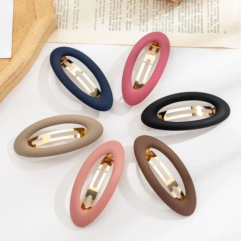 Matte Snap Hair Clip for Women Hairpin Hollow Oval Hairclips Hair Barrette Korean Ponytail Holder Hairgrips New Hair Accessories