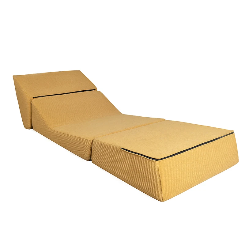 Foldable Velvet Compressed Single Sofa 2 in 1 Orange Compress Sofa Chair Space Saving Living Room Furniture