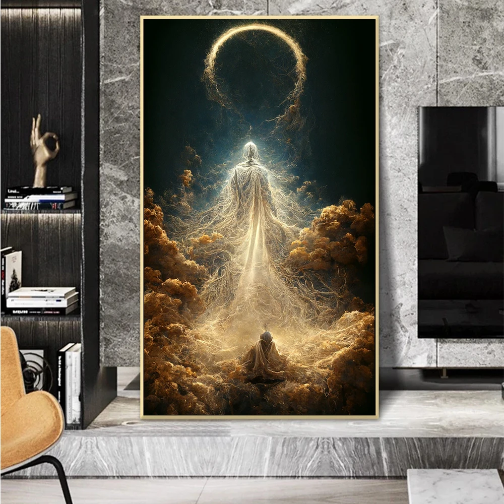 Fantasy World Poster Prints For Living Room Decor Surrealism Heaven's Gate The Gathering Of Angels Canvas Painting Wall Art