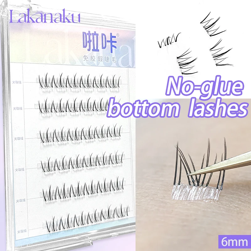 LAKANAKU No Glue Eyelashes Bottom Lashes DIY Clusters Eyelash Extensions Volume Fans for Beauty Makeup