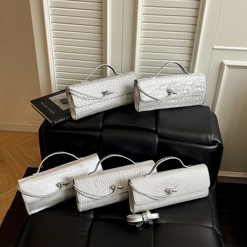 

2025 New Woven Baguette Bag Women's Light Luxury Niche Dinner Bag High-end Clutch Bag Fashion Shoulder Messenger Bag