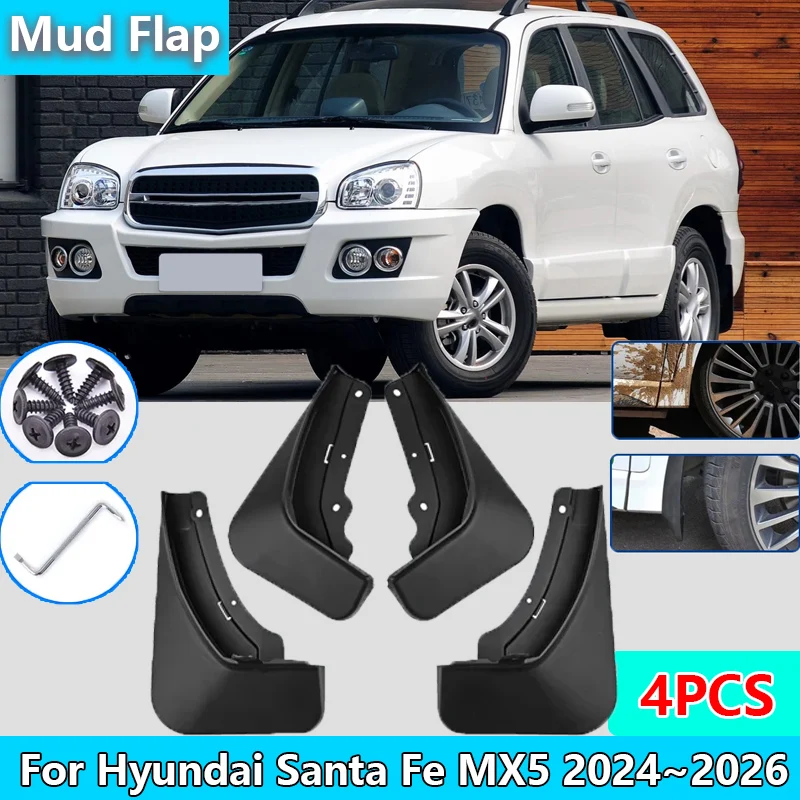 

Car Mudguards for Hyundai Santa Fe MX5 2024 2025 2026 Mud Flaps Splash Guards Front Rear Fender Protector Cover Car Accessories