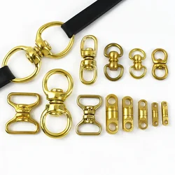 Meetee 2/5Pcs Solid Brass Buckle Rotated Double D Buckles Swivel Ring Hook Chain Keychain Connector Rings Metal Clamp Snap Clasp