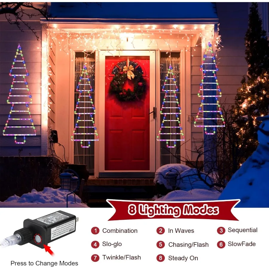 LED عيد الميلاد ضوء 4.3ft عيد الميلاد الزخرفية سلم شجرة Lights165 LED في الهواء الطلق زينة عيد الميلاد أضواء للمنزل جدار الفوز