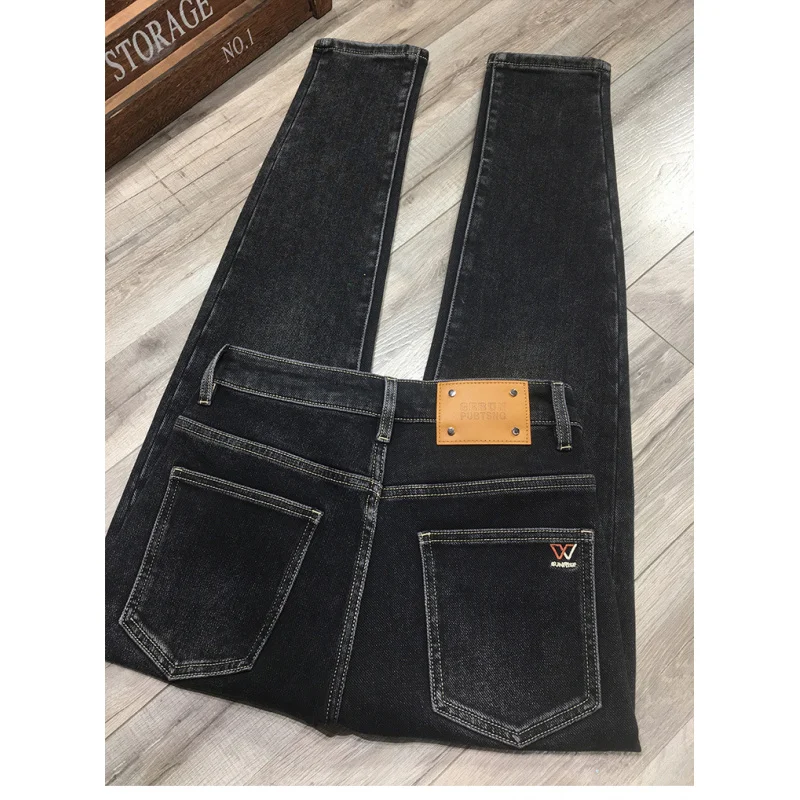 

Флисовые теплые джинсы высокого класса для мужчин, зима 2024, новые модные, удобные, универсальные, эластичные брюки для похудения