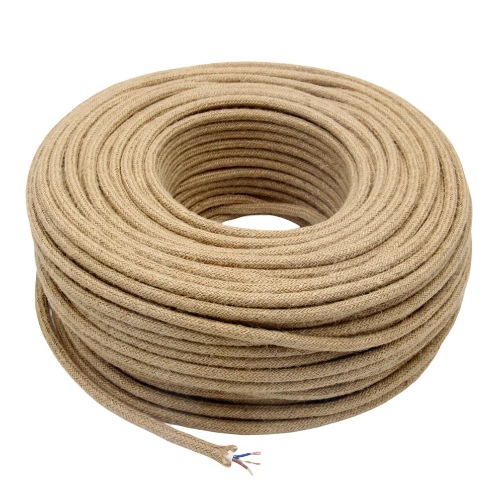 250V 2 Core 3 Core Vintage Hemp Rope Braided  Cord Flex Cable Electrical Wire For DIY Pendant Light