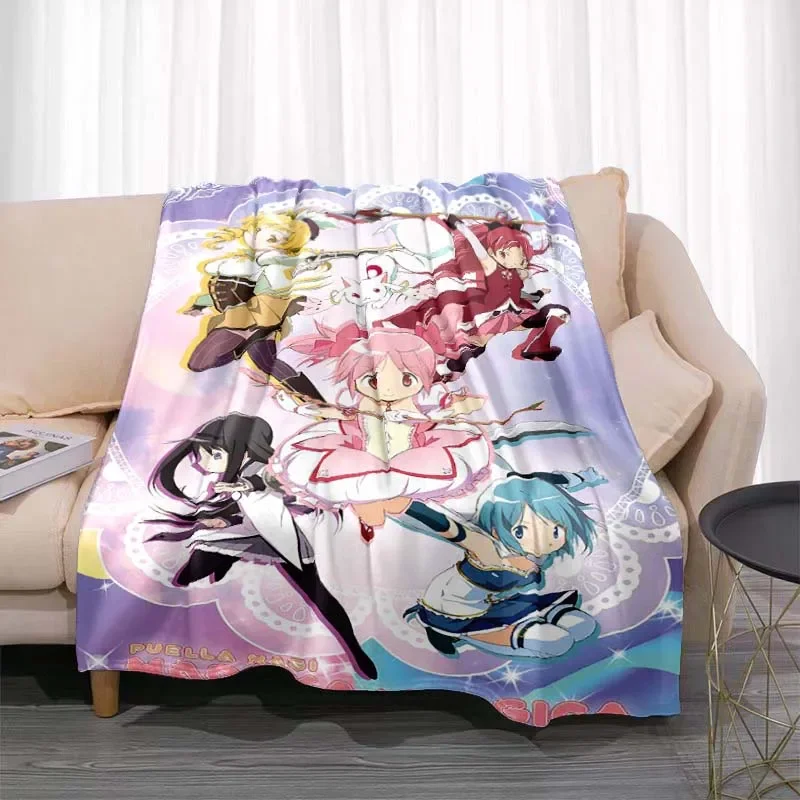 Puella Magi Madoka Magica Pink Blanket Anime Homura Akemi Cute Soft Warm Blanket Bedroom Sofa Bed Picnic Blanket Girls Gift