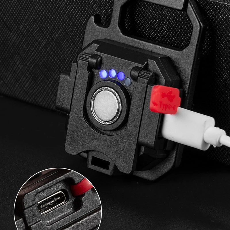 Mini USB Rechargeable Pocket COB Keychain Lamp White/Yellow/Red Light Multifunction Tool Flashlight for Outdoor Emergency Repair