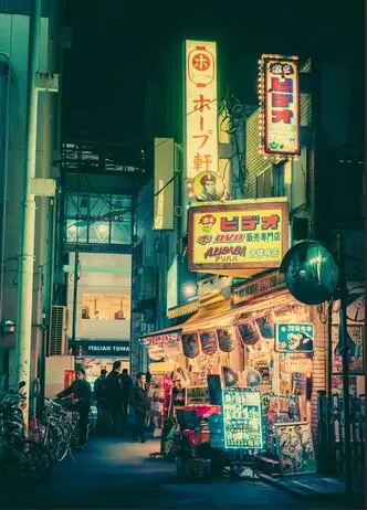 

Lot style Japan Tokyo City Night Urban Lights Landscape Print Art Canvas Poster For Living Room Decoration Home Wall Picture