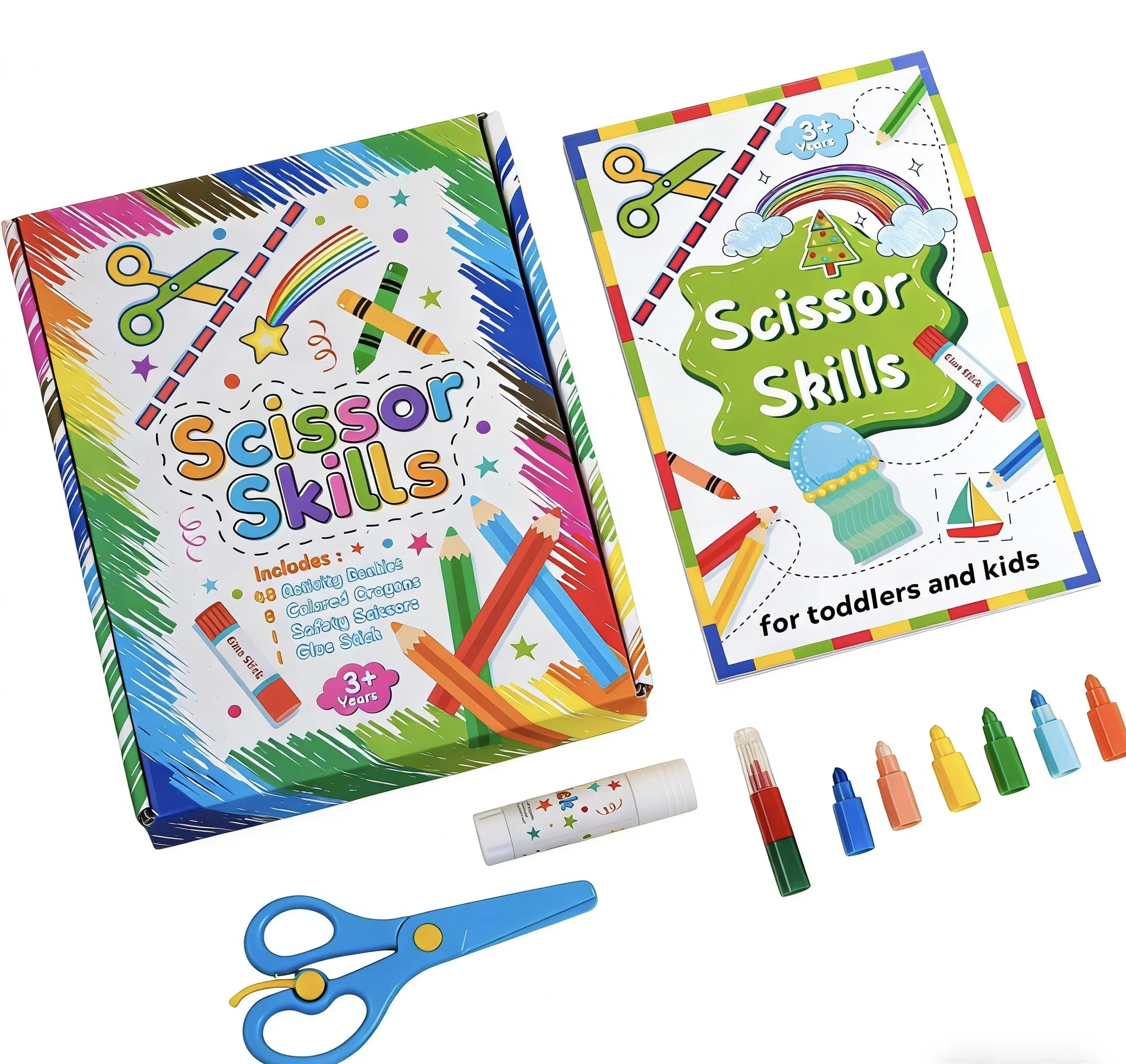 

Kids Fun Paper Craft Kit DIY Scrapbooking Coloring Painting Sticker Book Early Learning Educational Toy