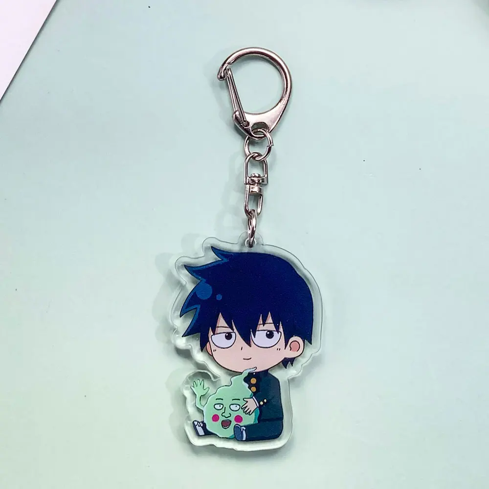 شخصيات أنيمي الغوغاء النفسي 100 الاكريليك سيارة المفاتيح اكسسوارات Kawaii حقيبة Charms ظهره قلادة حلقة رئيسية هدايا للأصدقاء