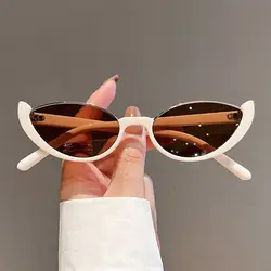 Gafas de sol de ojo de gato pequeñas para mujer, de media montura gafas de sol, gafas compuestas Vintage de moda, gafas de diseñador de marca de lujo