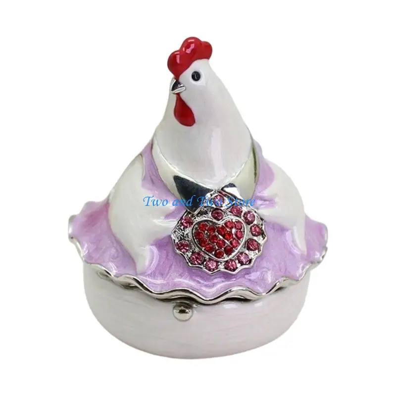 HX6F Pair Of Artistic Alloy Jewelry Organizers Featuring Handcrafted Enamel And Crystal Jewelry Display Box