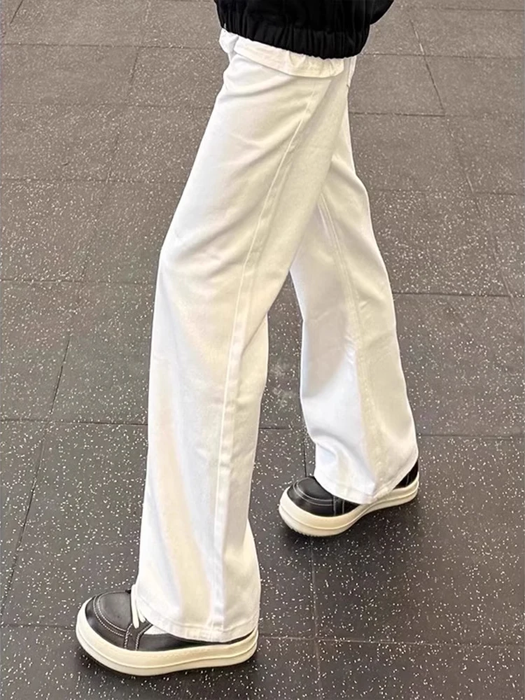Jeans bianchi a vita alta Bell Bot da uomo estivi sottili Cleanfit dimagranti coltello da strada vestibilità ampia poliestere traspirante