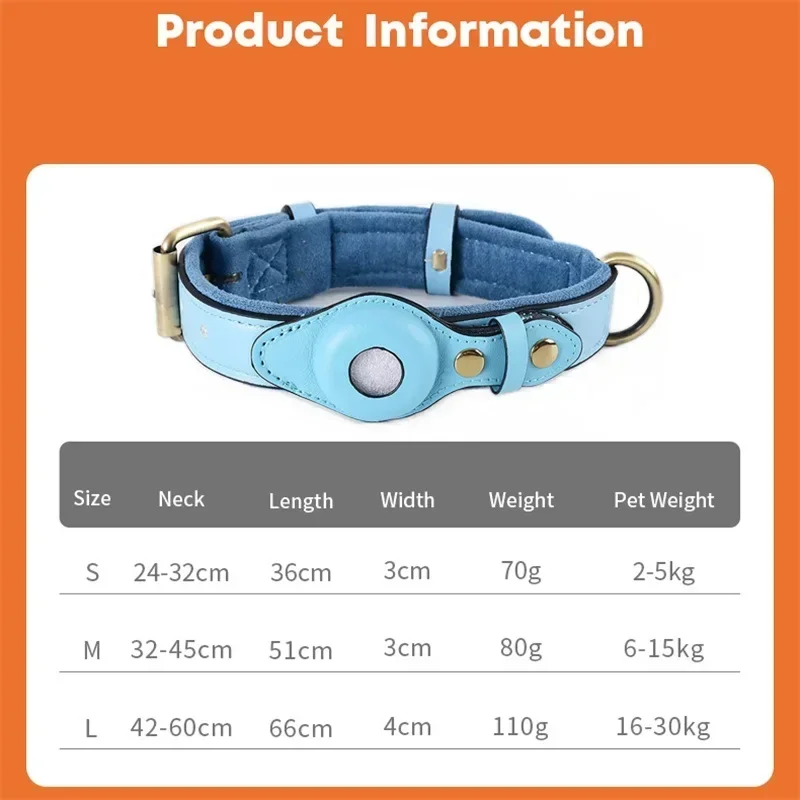 Genuine Leather Dog Collar Heavy Duty Dog Necklace For IPhone Airtag Holder Case Pet GPS Location Tracker Storage Accessories