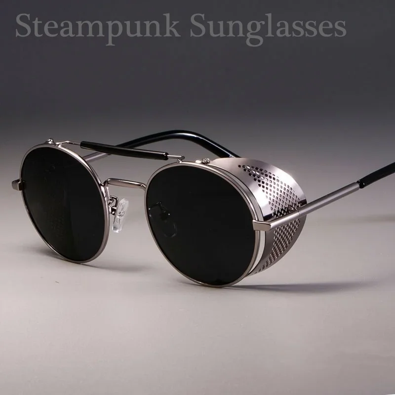 Retro okrągłe metalowe okulary przeciwsłoneczne Steampunk mężczyźni kobiety Trend marka projektant Vintage okulary przeciwsłoneczne óculos De Sol odcienie ochrona UV