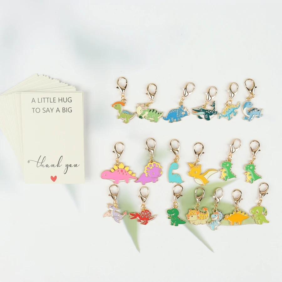 19 Pieces of Cute Dinosaur Keychains - Perfect Gift for Dinosaur Enthusiasts and Best Friends |   Cute Bag Charms, Love and Care Party Favors. image 5
