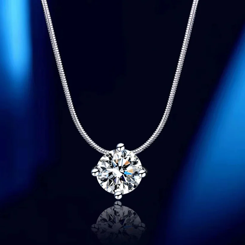 D VVS1 Moissanite Pandent Necklace S925 Sterling Silver White Gold GRA Certified Dainty Necklaces For Women