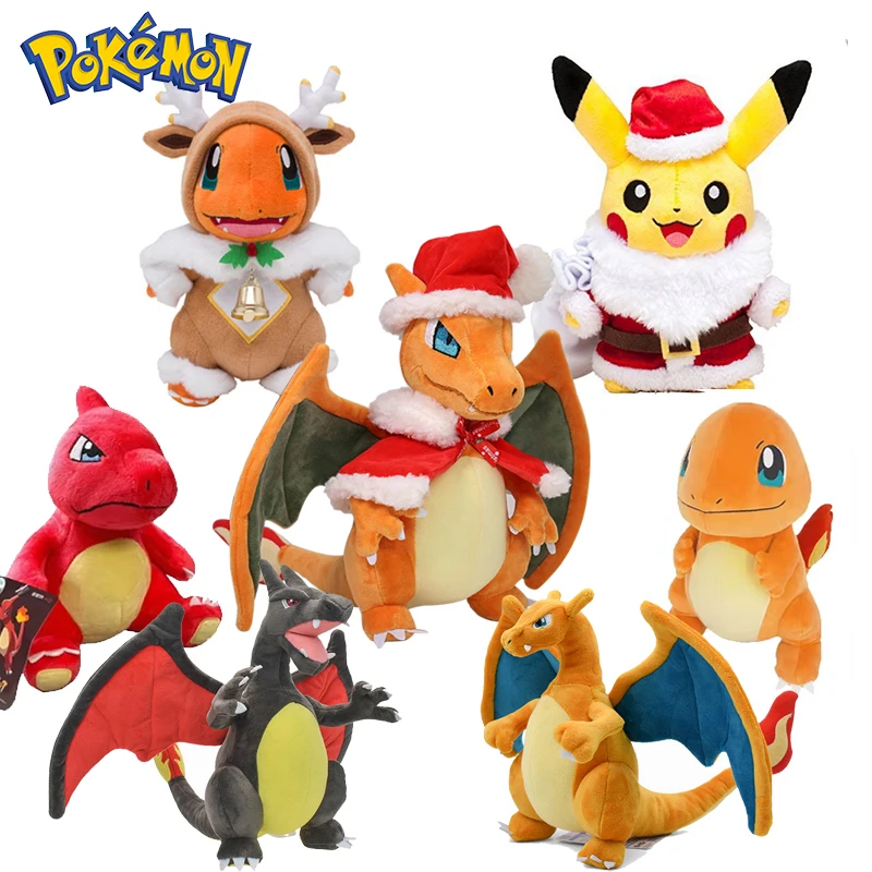 

Новая 11-дюймовая рождественская серия Pokemon, плюшевые игрушки Charizard Charmander, мягкая кукла Peluche, детские подарки на Рождество и день рождения