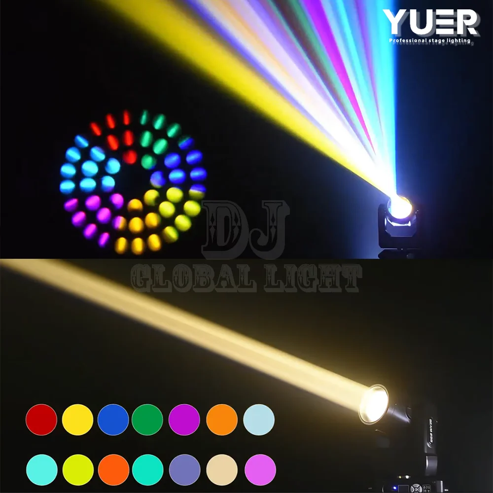 

295W bulb beam moving head light with ring Rainbow Frost Gobo Effect 8+16+24 prism DMX 512 Sound for DJ Disco party Club Show