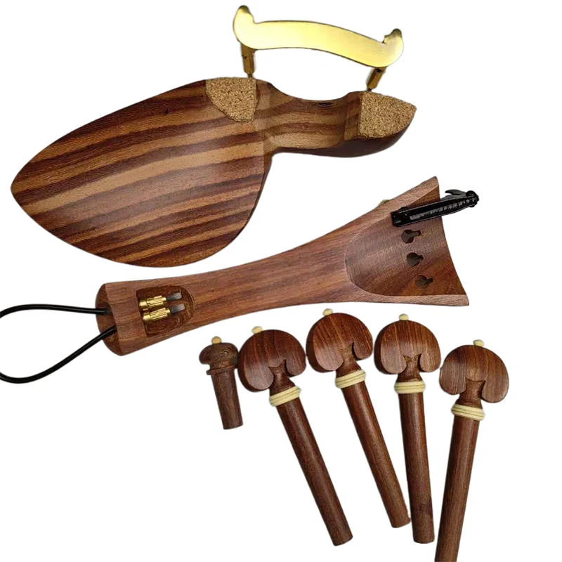 Rosewood Viola Parts Accessories Fittings Pegs Tailpiece Endpin Chinrest with Clamp Tail Gut Finetuner