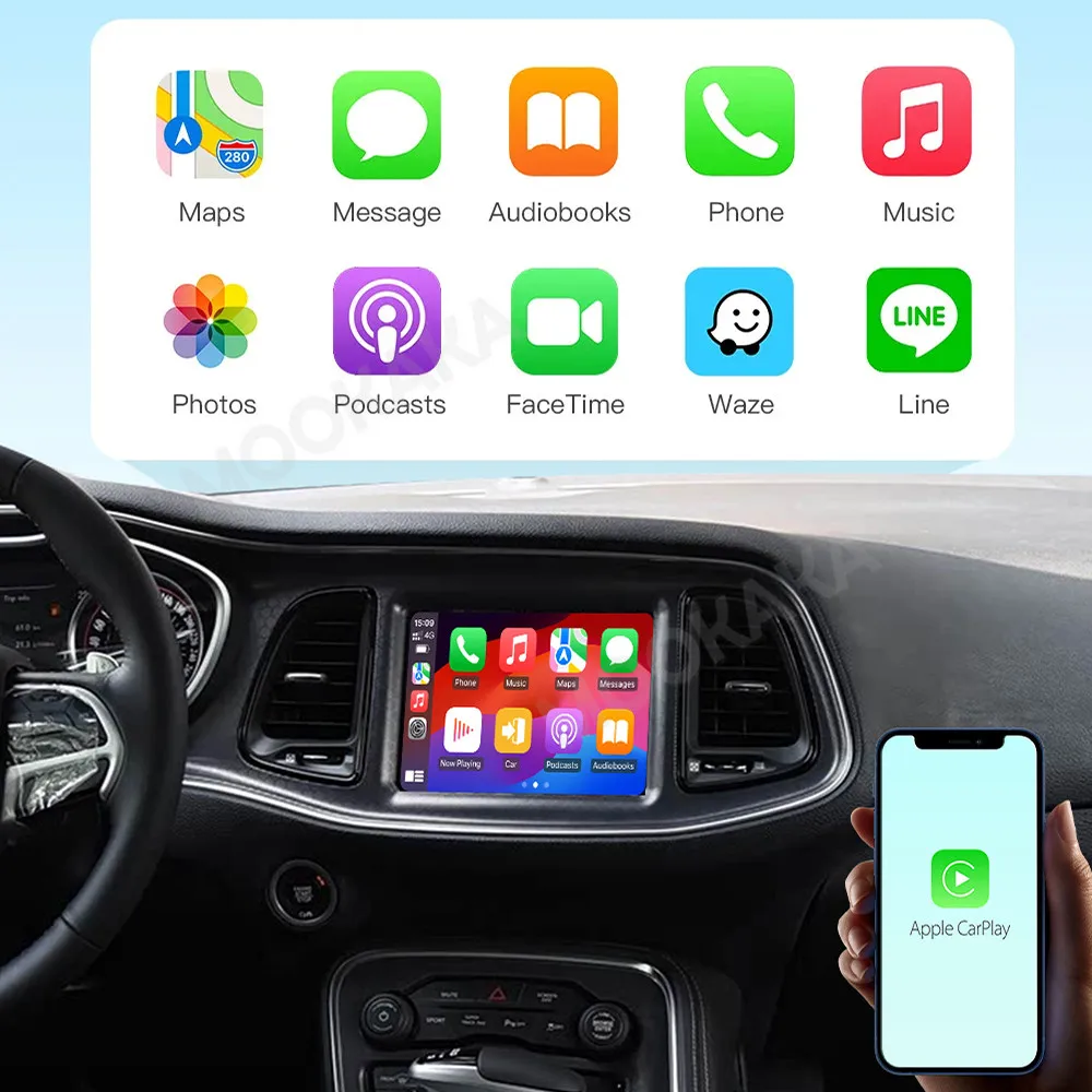 Actualización Original del Sistema de Navegación del Auto con Carplay para Dodge Challenger 2015~2022, Módulo de Accesorios para Auto, Android Auto, Airplay, Mirror Link