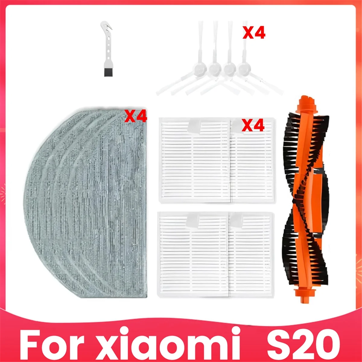 Аксессуары FZFZ для робота-пылесоса S20, запасные части, основная боковая щетка, фильтр Hepa, ткань для швабры