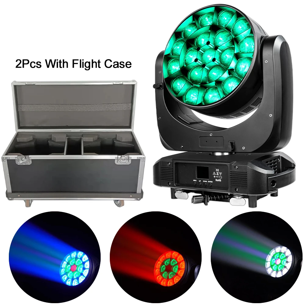 2/4Pcs With Flight Case 19X40W LED Moving Head Light With Zoom Circle Control Effects For Professional Stage Party DJ Disco