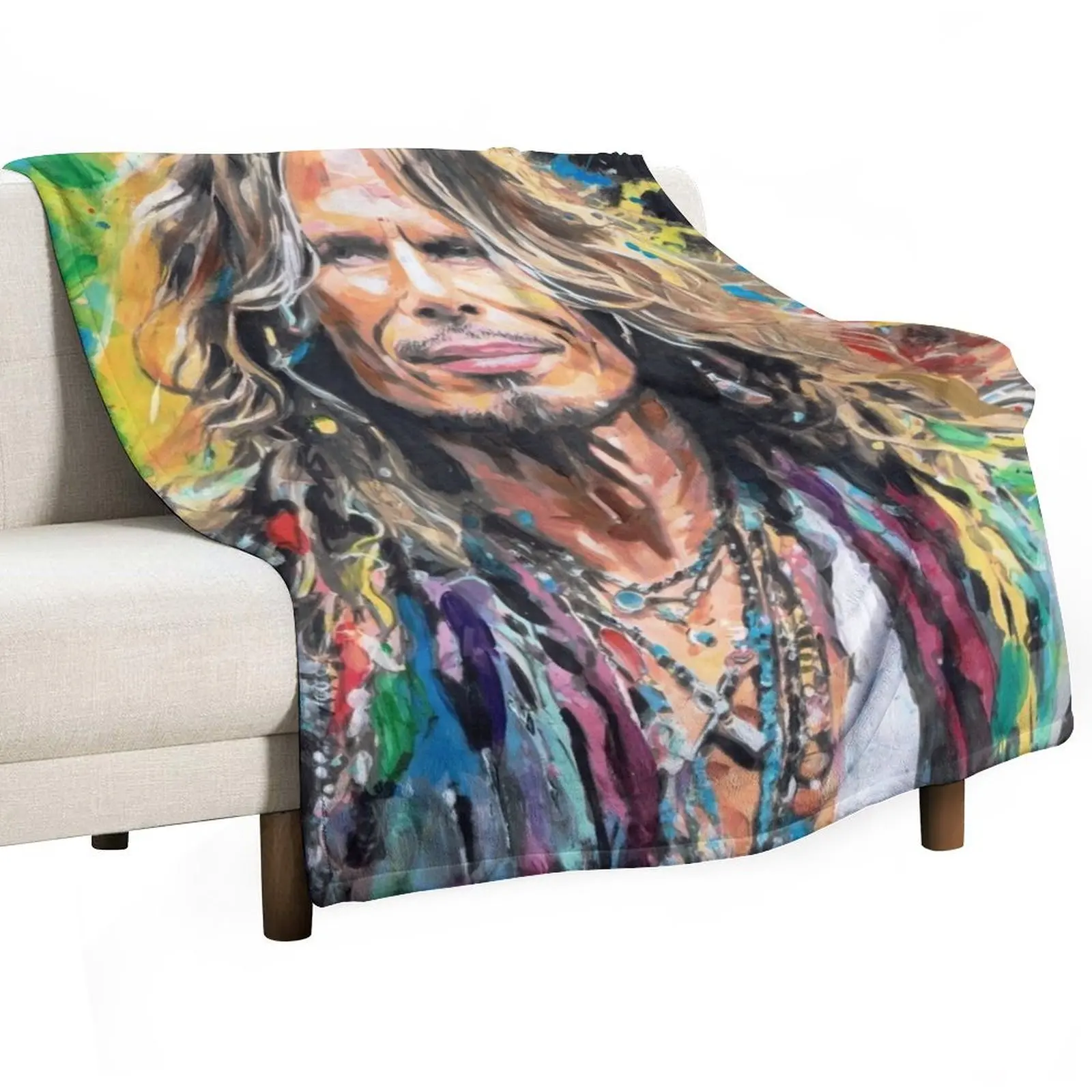 AEROSMITH STEVEN TYLER ACRYLIC SPLATTER PAINTING Throw Blanket Sofa Throw Hairys Plaid on the sofa Shaggy Blankets