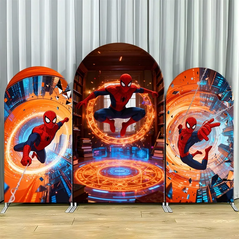 

Arch Backdrop Cover Single Side Spider Man Action Urban Superhero Party Decoration Photo Booth Background Props Event Supplies