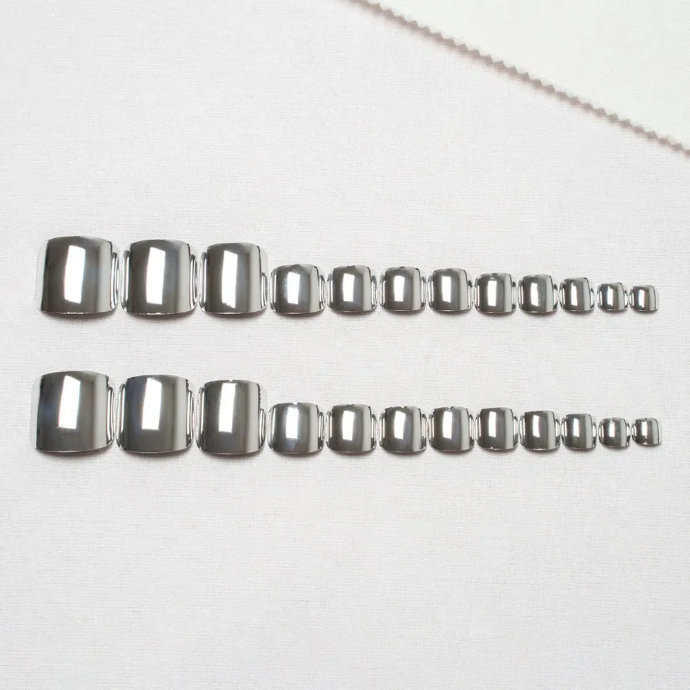 Fashion Wearable Manicure Fake Toenails Square Head Short Length False Toe Nails Full Cover Faux Fingernails Foot Nail Tips Girl