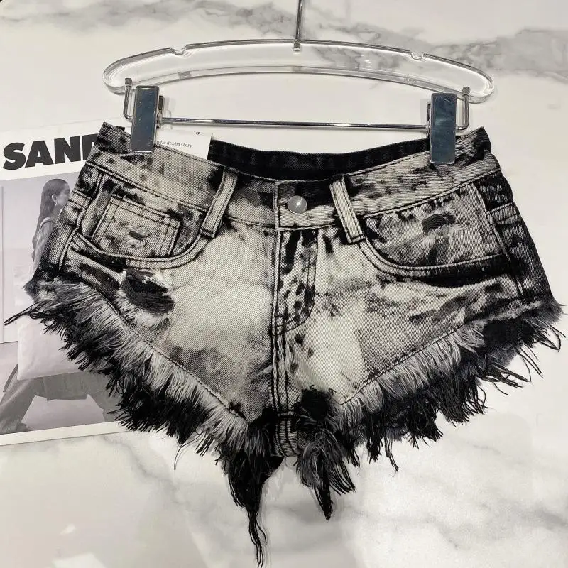 

New Summer Fashion Women's Denim Shorts European Style Stretch Ripped Style 2025 Explosive Popular Shorts