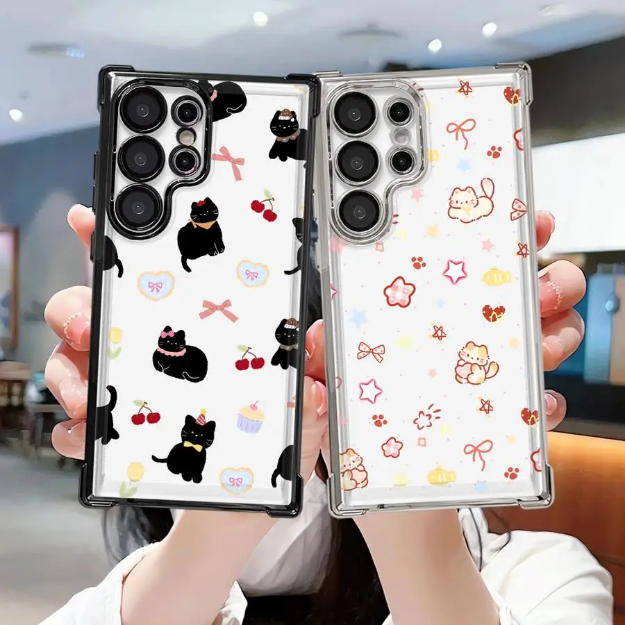 Case for Samsung Galaxy S26 Ultra S21 Plus S24 S20 FE S25 Edge S23 S22 Phone Cover Cute Black Cat