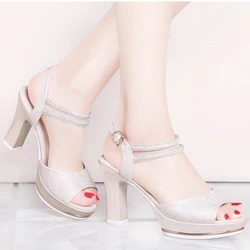 Luxury  Rivet Summer Women Sandals Ladies 2022 Female Peep Toe Platform Sandals Woman Sexy High Heels Shoes Wedges