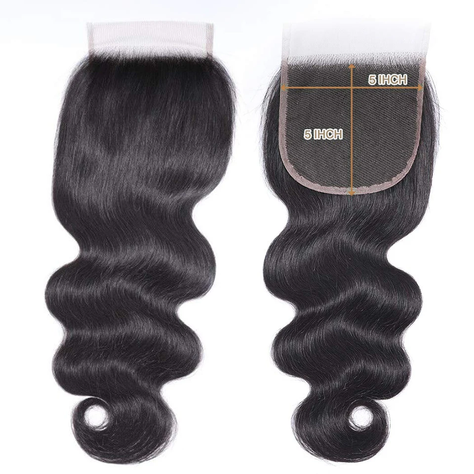 Body Wave Human Hair Bundles With Closure Human Hair Weaves Lot On Sale Raw Brazilian Human Hair Bundles 5x5 Transparent Lace Closure Natural Human